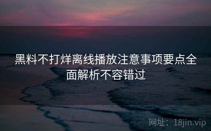 黑料不打烊离线播放注意事项要点全面解析不容错过