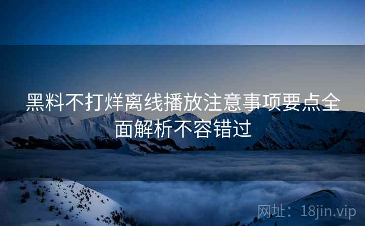 黑料不打烊离线播放注意事项要点全面解析不容错过